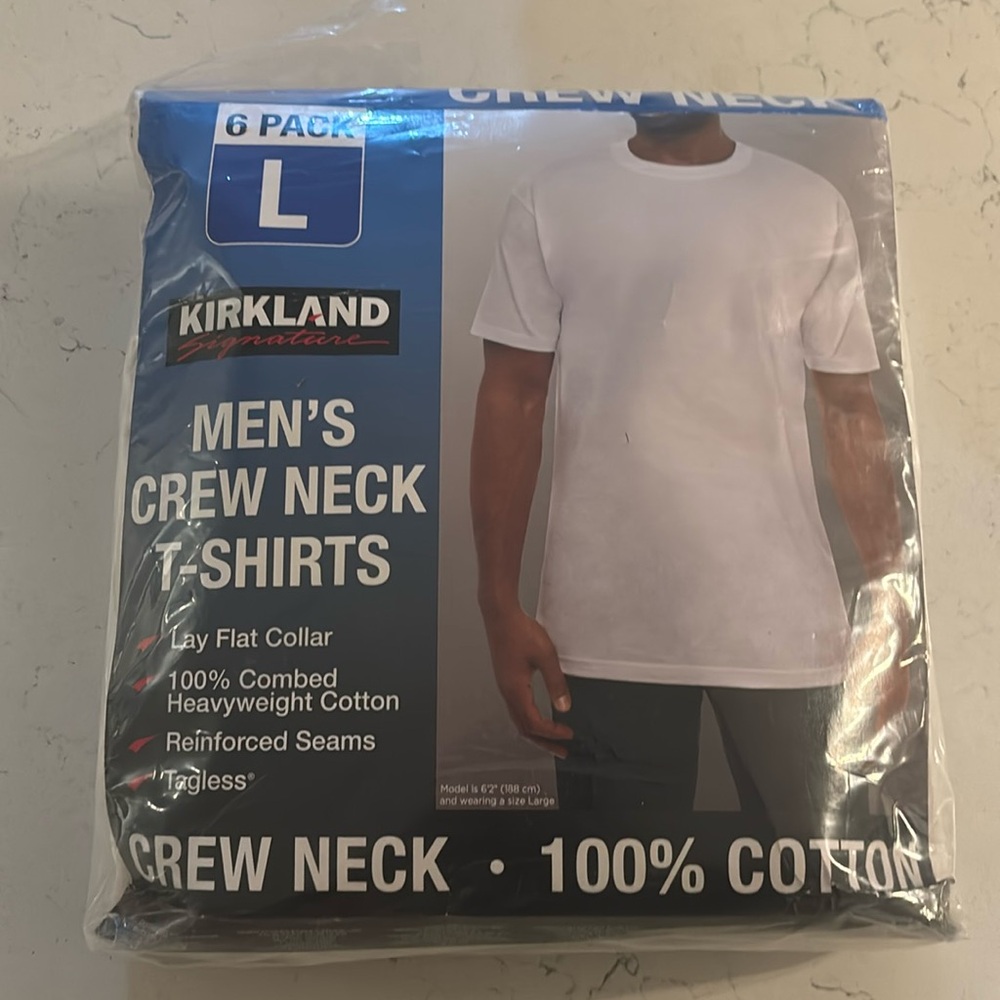 Kirkland 
6-Pack Large
Men’s Crew Neck T-Shirt